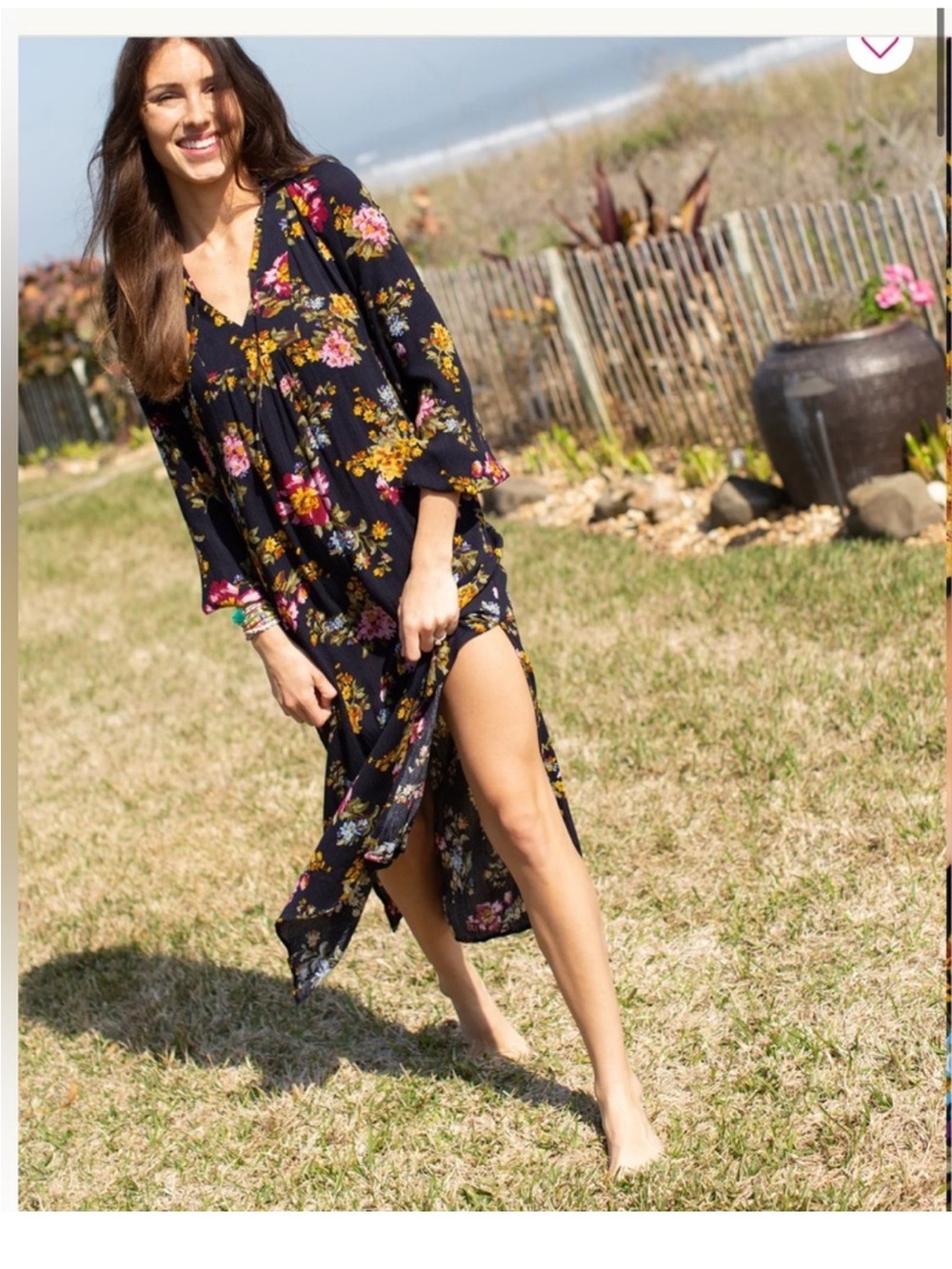 Natural Life Rowan long sleeve midi dress navy floral